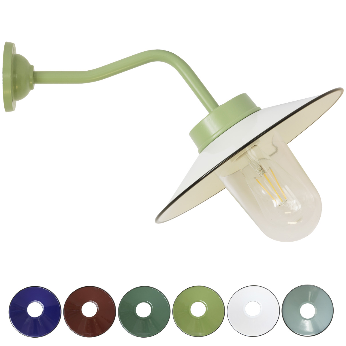 Classical Barn Lamp with enameled shade in RAL colours